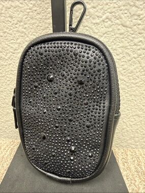 Source Unknown Black Crystal-Studded Clip-On Belt Pouch